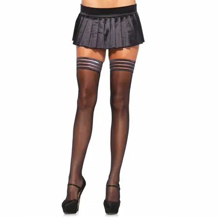 Leg Avenue Adjustable Silicone-Trim Tights Black One Size
