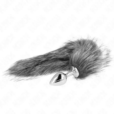 KINK Medium Silicone Plug with 40cm Grey Synthetic Tail - 8x3.5cm