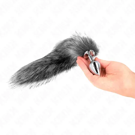 KINK Medium Silicone Plug with 40cm Grey Synthetic Tail - 8x3.5cm