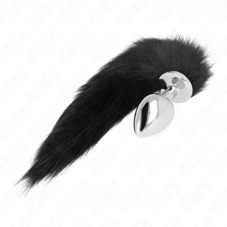 KINK Large Silicone Plug with 40 cm Synthetic Black Tail - 10x4 cm