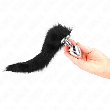 KINK Large Silicone Plug with 40 cm Synthetic Black Tail - 10x4 cm