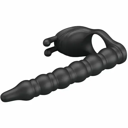 Pretty Love Blackney Silicone Intimate Support Ring with Vibrating Plug, Black