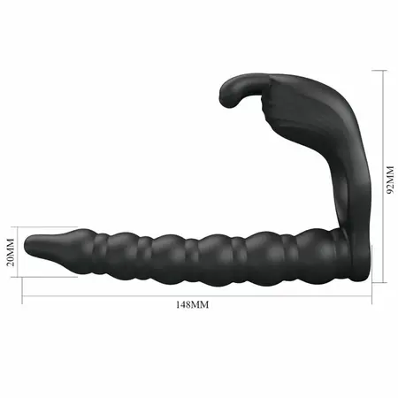 Pretty Love Blackney Silicone Intimate Support Ring with Vibrating Plug, Black