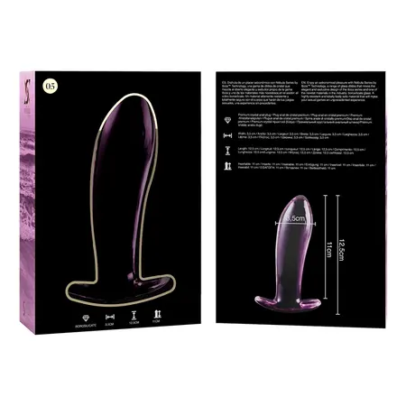 Ibiza Nebula Series Model 5 roze stakleni intimni čep 12,5 cm x 3,5 cm