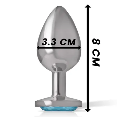 Intense Aluminijumski Analni Čep Plavo Srce Medium - Metal, Dragulj Akcenat