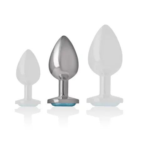 Intense Aluminijumski Analni Čep Plavo Srce Medium - Metal, Dragulj Akcenat