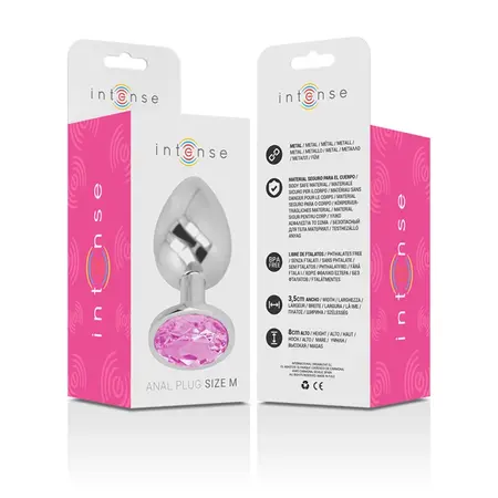 INTENSE Aluminijumski Metalni Čep M sa Pink Kristalnim Akcentom, 8cm x 3.3cm