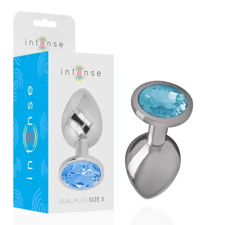 Intense Aluminijumski Analni Čep S Plavi Kristalni Dragulj - Za Telo Bezbedan Metal, 7 cm