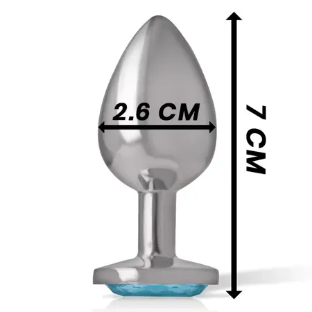 Intense Aluminijumski Analni Čep S Plavi Kristalni Dragulj - Za Telo Bezbedan Metal, 7 cm