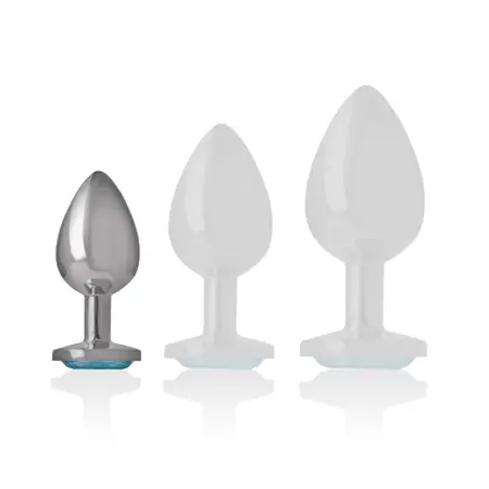 Intense Aluminijumski Analni Čep S Plavi Kristalni Dragulj - Za Telo Bezbedan Metal, 7 cm