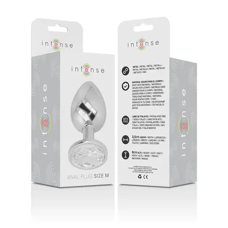 Intense Aluminum Plug M Silver Crystal - Medium Metal Model with Gemstone