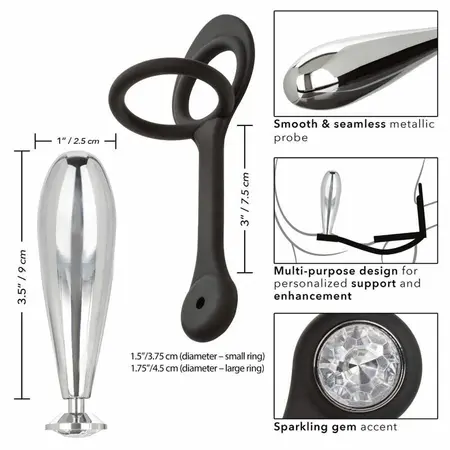 CalExotics Star Fucker Glider Plug - Dual Enhancer & Metal Probe with Gem Base