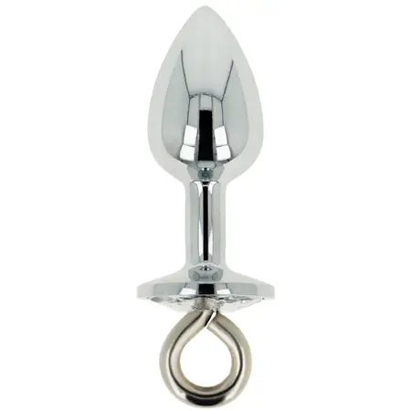 OHMAMA Metal Plug with Transparent Crystal & Grip Ring - Medium Size