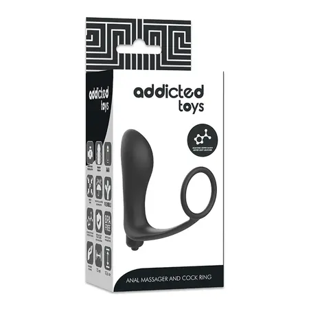 Addicted Toys Vibrirajući analni čep i prsten za stimulaciju Silikon Crni 15cm
