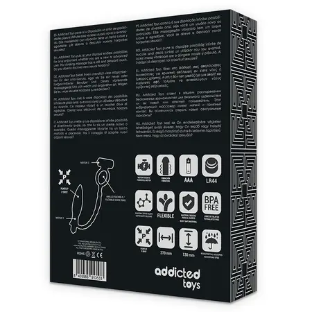 Addicted Toys Intimni čep i vibrirajući prsten set, Silikon, 27 cm, Crni
