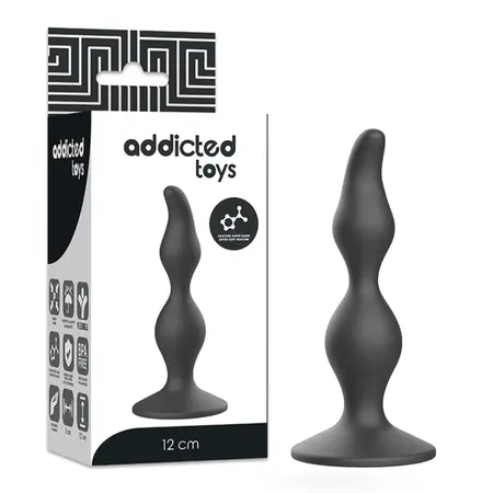 Addicted Toys Crni silikonski intimni čep 12 cm - Za početnike