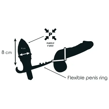Addicted Toys Double Black Ring Intimate Plug with Vibrating System 12cm