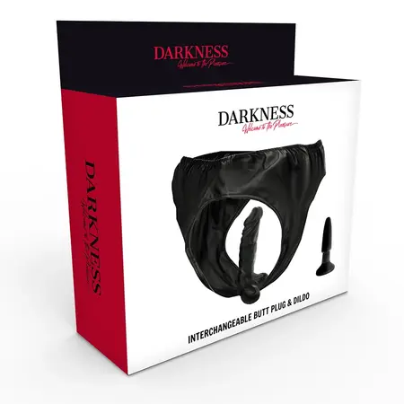 Darkness Intimni set - PU kožne gaćice sa zamenljivim dodacima, One Size