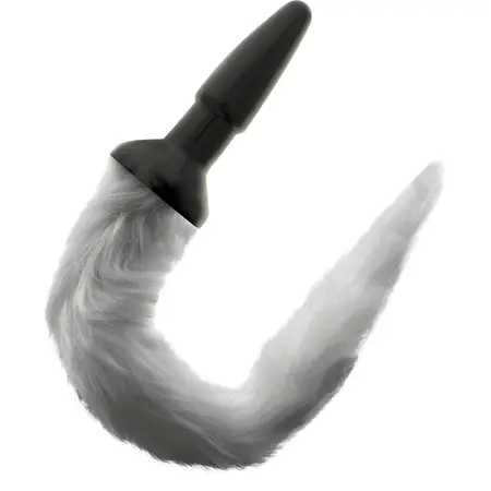 Darkness Silikonski čep sa sivim veštačkim krznenim repom 12cm - Ergonomski dizajn