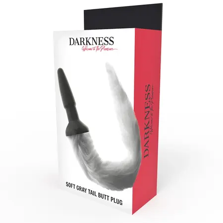 Darkness Silikonski čep sa sivim veštačkim krznenim repom 12cm - Ergonomski dizajn