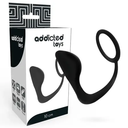 Addicted Toys Intimni čep sa crnim potpornim prstenom 10cm TPR