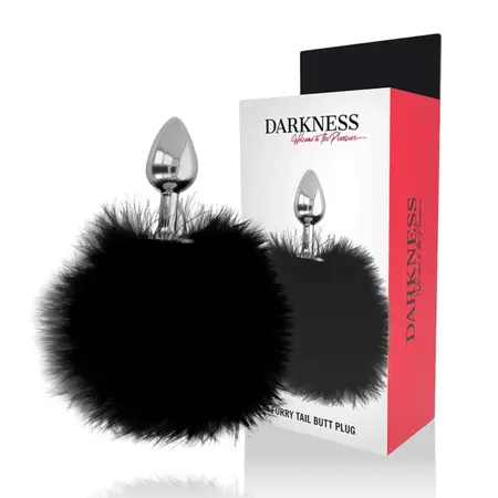 Darkness Crni čep sa repom 7 cm - Silikonski model sa veštačkim krznenim akcentom