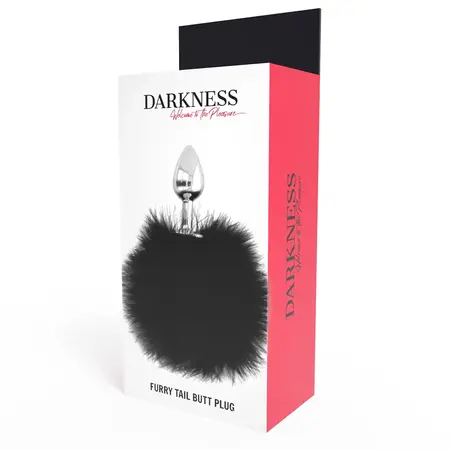 Darkness Crni čep sa repom 7 cm - Silikonski model sa veštačkim krznenim akcentom