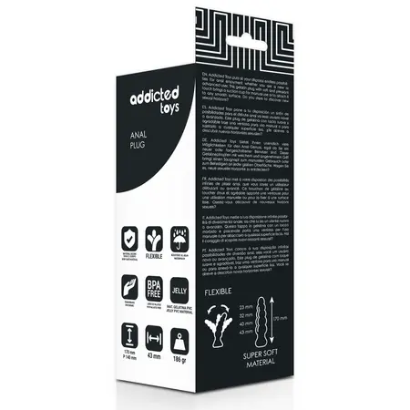 Addicted Toys Black Plug 17 cm Flexible TPR Hypoallergenic System