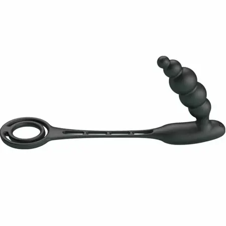 Pretty Love Vibrating Silicone Double Intimate Ring Set, Black, USB Rechargeable