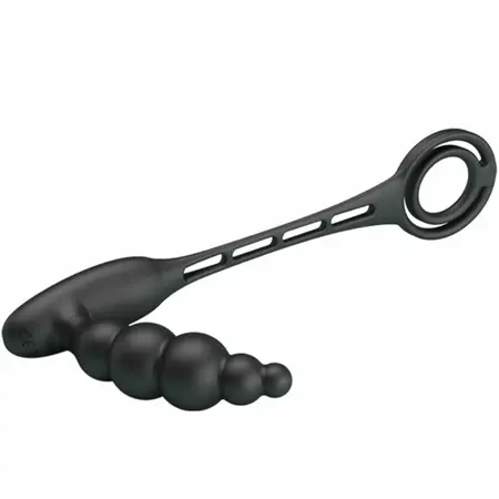Pretty Love Vibrating Silicone Double Intimate Ring Set, Black, USB Rechargeable
