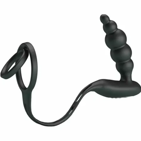 Pretty Love Vibrating Silicone Double Intimate Ring Set, Black, USB Rechargeable