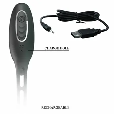 Pretty Love Vibrating Silicone Double Intimate Ring Set, Black, USB Rechargeable