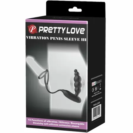 Pretty Love Vibrating Silicone Double Intimate Ring Set, Black, USB Rechargeable