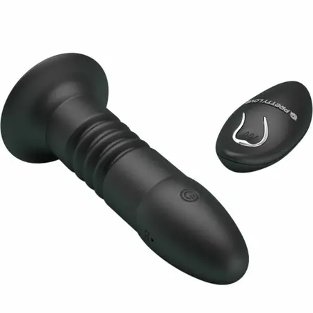 Pretty Love Magic Jinger Black - Remote-Controlled Silicone Plug, Up & Down Motion