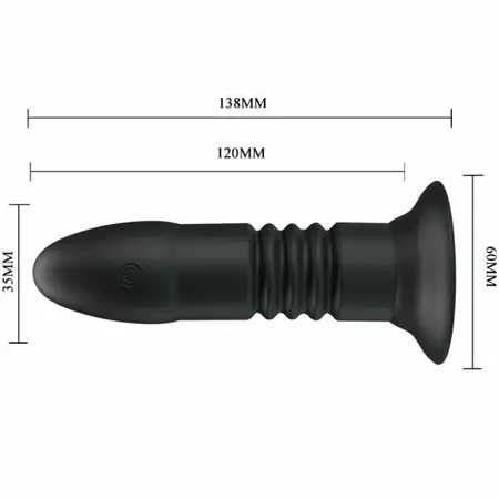 Pretty Love Magic Jinger Black - Remote-Controlled Silicone Plug, Up & Down Motion