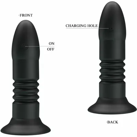 Pretty Love Magic Jinger Black - Remote-Controlled Silicone Plug, Up & Down Motion