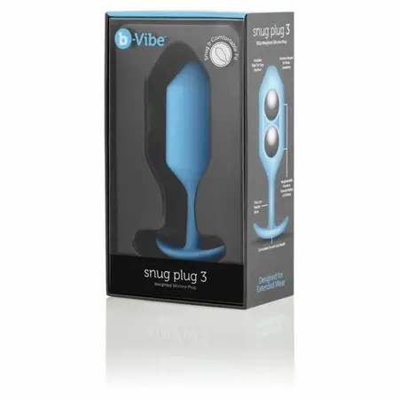b-Vibe Snug Plug 3 Intimate Wellness Device Sky Blue 12.7cm 180g
