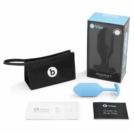b-Vibe Snug Plug 3 Intimate Wellness Device Sky Blue 12.7cm 180g