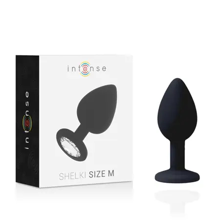 Intense Shelki M Crni Silikonski Čep sa Dijamantskom Bazom 8 cm