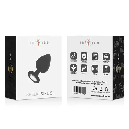 INTENSE SHELKI S Silicone Anal Plug Black 7.2 cm Medical-Grade