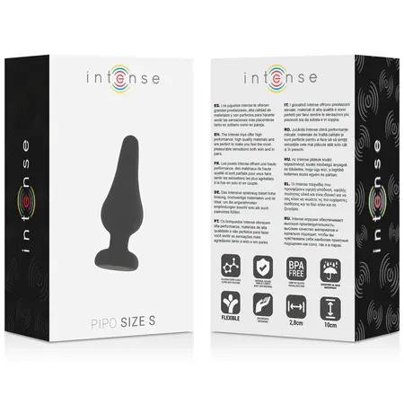 Intense Pipo S Silikonski Analni Čep Crni 9.8 cm - Klasičan Suženi Dizajn