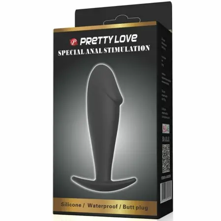 Pretty Love Anal Plug Silicone Black Ergonomic Handle Medium Size