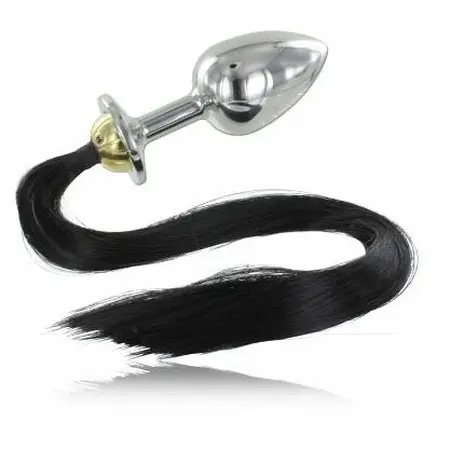 METAL HARD Čelični Analni Čep sa Crnim Veštačkim Repom 8.9 cm Hipoalergen