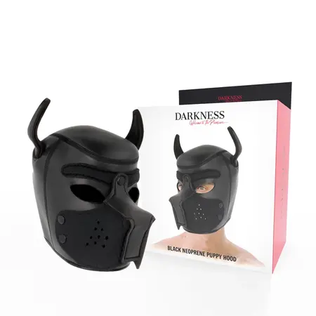 Darkness Neoprenska Maska za Psa L - Podesiva Skidiva Njuška Crna/Crvena