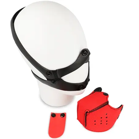 OHMAMA Adjustable Red Dog-Style Mask with Multi-Position Strap