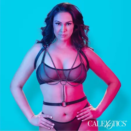 CalExotics Euphoria Plus Size Multi-Chain Halter Harness Premium Velvet