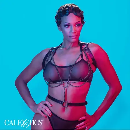 CalExotics Euphoria Multi-Chain halter pojas premium, podesiv od veganske kože