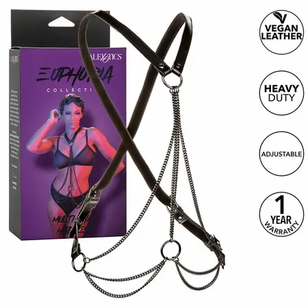 CalExotics Euphoria Multi-Chain pojas premium od veganske kože, crni