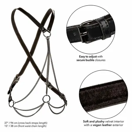 CalExotics Euphoria Multi-Chain pojas premium od veganske kože, crni