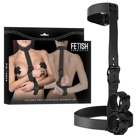 Fetish Submissive Podesivi set ogrličnika i lisica od veganske kože
